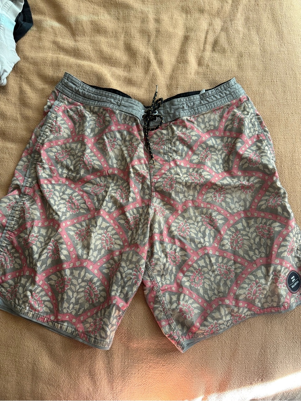 Billabong Pink and Gray Patterned Board Shorts